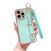 Electroplated Love Heart for IPhone16 Promax Wristband Holder for Apple 15 Simple Protective Case with Lanyard