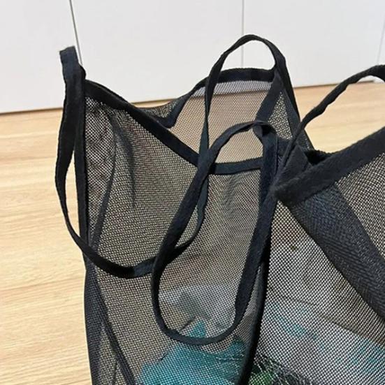 Storage Bag Large Capacity Mesh Tote Breathable Transparent Beach Bag for Swim Gym Shopping Foldable Compact Travel Bag Multipurpose Organizer