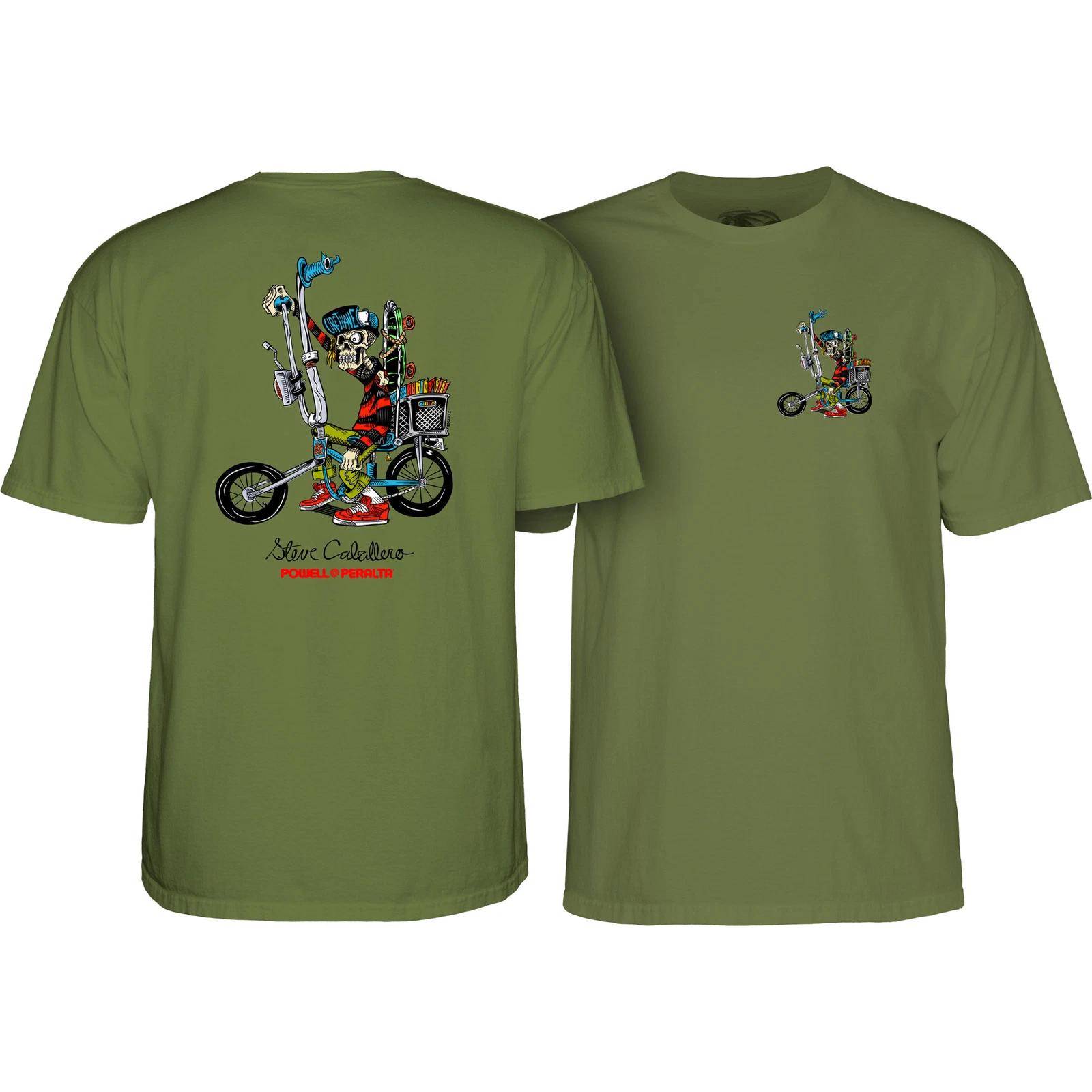 Powell Peralta Skateboard Shirt Steve Caballero Chopper Bike Military Green XL
