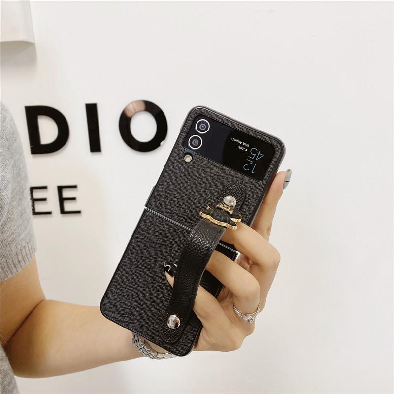 Niedliche Bären-PU-Lederhülle mit einziehbarer Handschlaufe für Samsung Galaxy Z Flip 4 Z Flip 3 5g stoßfeste Hülle Z Flip4 Zflip3