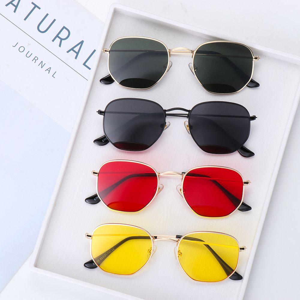 Attractive Glasses Men's Uv400 Metal Frame Eyewear Driving Sunglasses For And Wo Polygon Mirrored Lens Small Square Sunglasses Sun Glasses