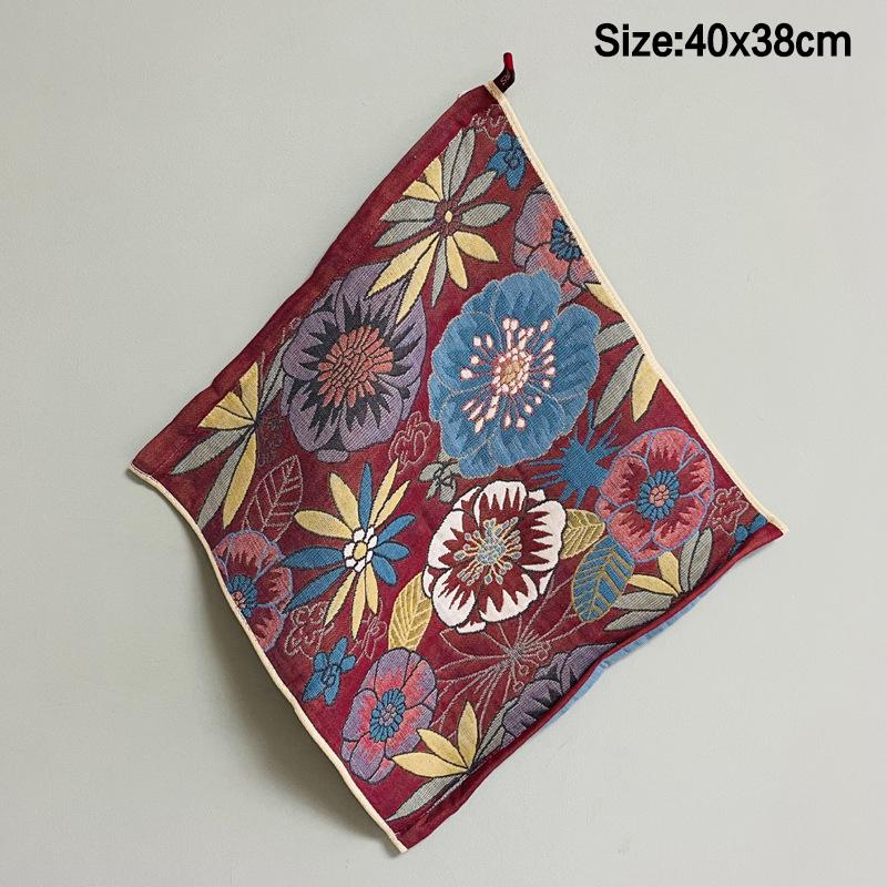 4 Layer 38X40Cm Cotton Yarn Decorative Pure Cotton Dish Cloth Quick Dry Tea Towel Retro Floral Hand Towel Home Restaurant