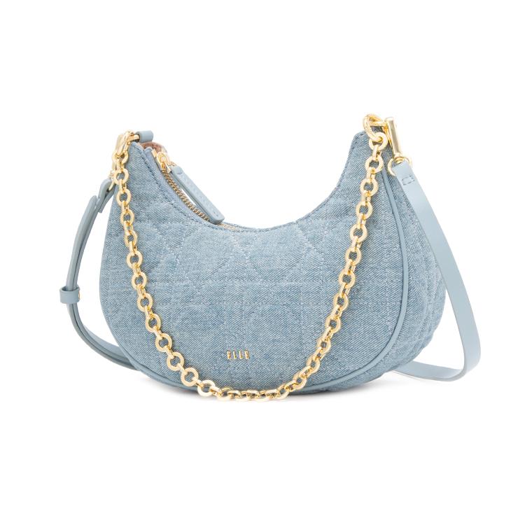 New ELLE Fabric Shoulder Bag Women's Black/Brown/Light Blue E22F1422462