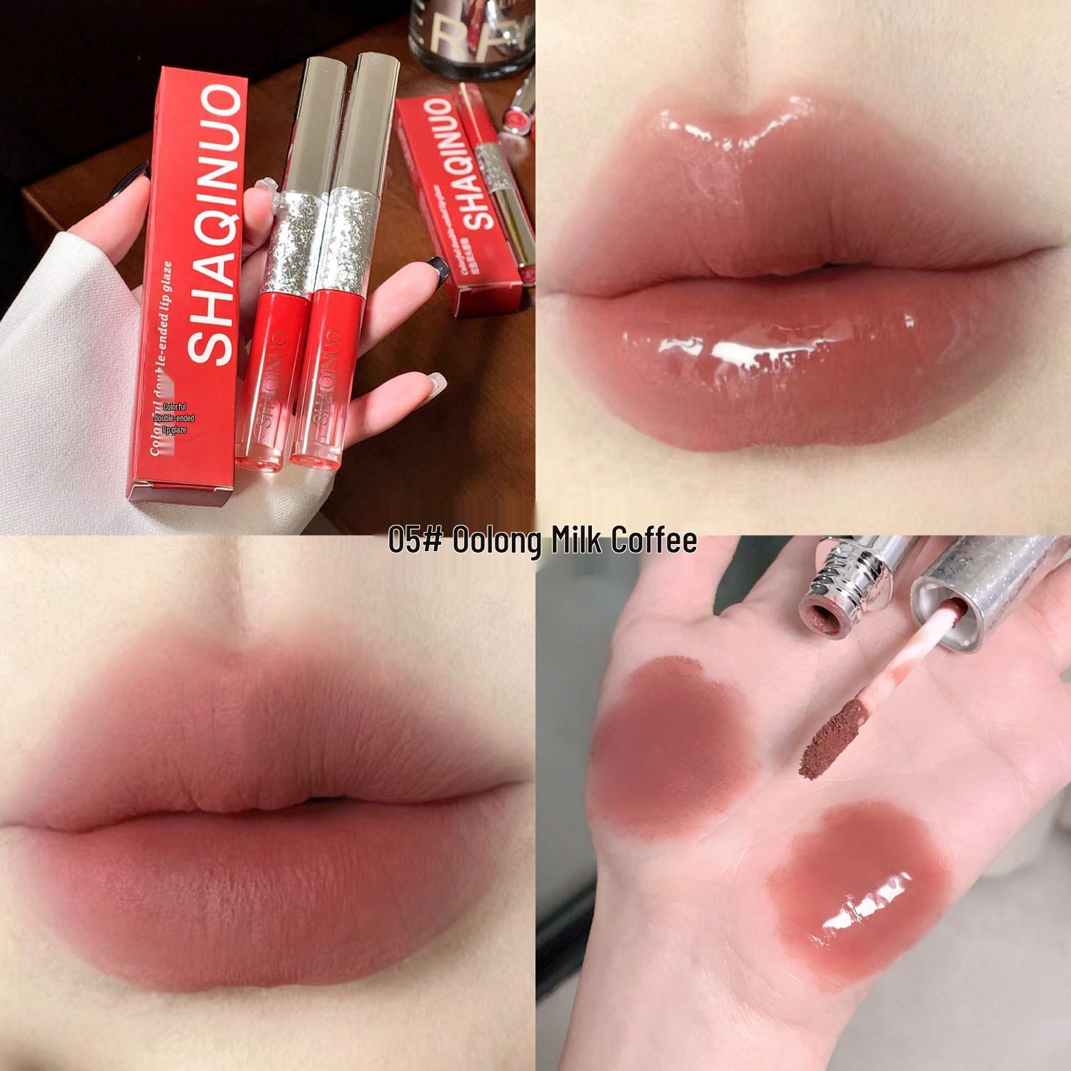 Shaqinuo Dazzling Double-Ended Lip Gloss and Matte Lipstick Sealer