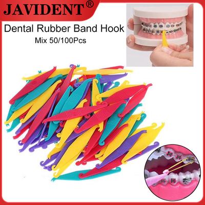 50/100Pcs Dental Elastic Hook Elastic Band Placer Disposable Plastic Orthodontic Elastic Hook for Braces Dental Materials