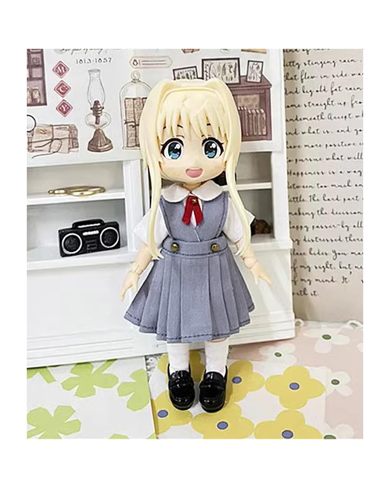[ISHR] Obitsu 11 OB11 Größe Outfit für 11cm Obitsu Puppenkörper, Schuluniform, Rundkragen, Eckiger Kragen, Kurzarmhemd, Latzrock, Mädchen,