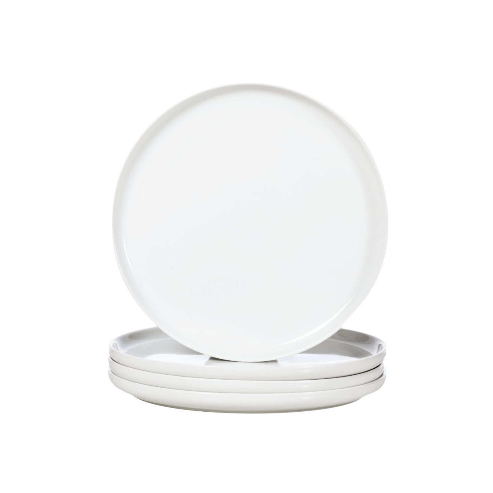 

WishDeco Dinner Plates, Set of 4, Pizza Plates, Approximately 27cm Diameter x 2cm Height, Large, Stylish, Round, White, Microwave and Dishwasher Safe