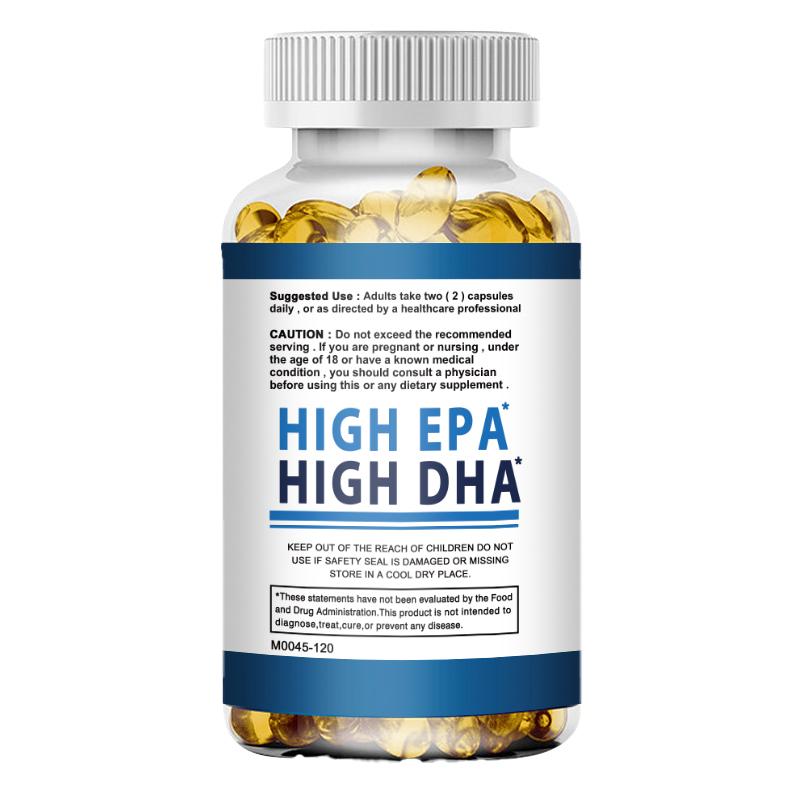 Premium Omega-3 fish oil capsules, rich in EPA 1200mg + DHA 900mg, promote brain, heart and eye health, and boost immunity.