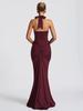 2025 Cross-Border Halter Deep V Evening Gown - Sexy Backless Long Pleated Dress