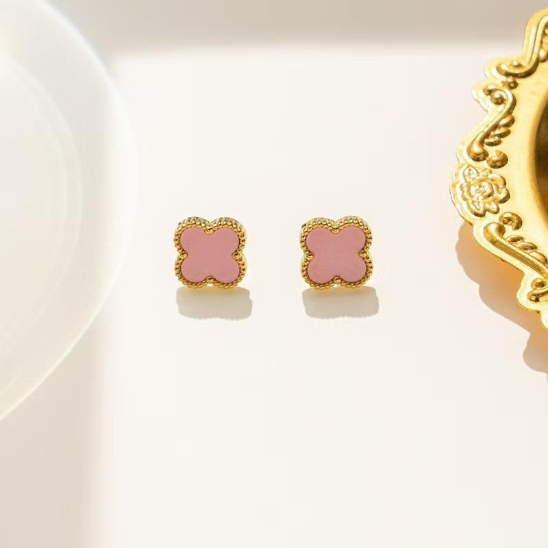 Vierblättriges Kleeblatt Set, Edelstahl Fransen Schmuck Set.