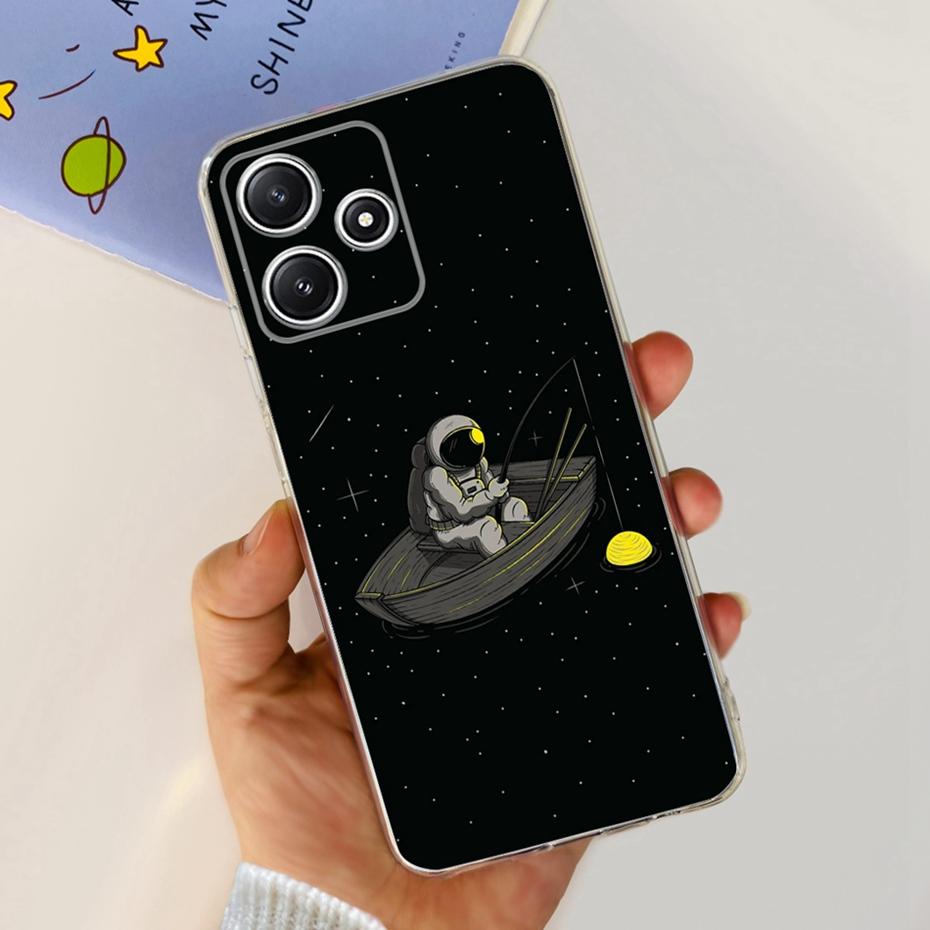 Cute Flower Cat Painted Case For Xiaomi Redmi 12 5G 2023 Soft Silicone TPU Back Cover For Redmi12 5G Global Phone Bumper