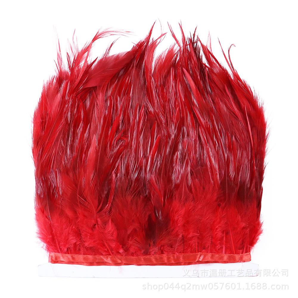 3-5 Red Tip Cloth Edge Stage Shooting Props Colored Chicken Feather Cloth With Evening Dress Skirt Diy