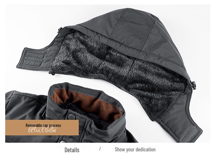 Men's Slim Fit Thickened Fleece-Lined Cotton Jacket for Middle-Aged & Elderly