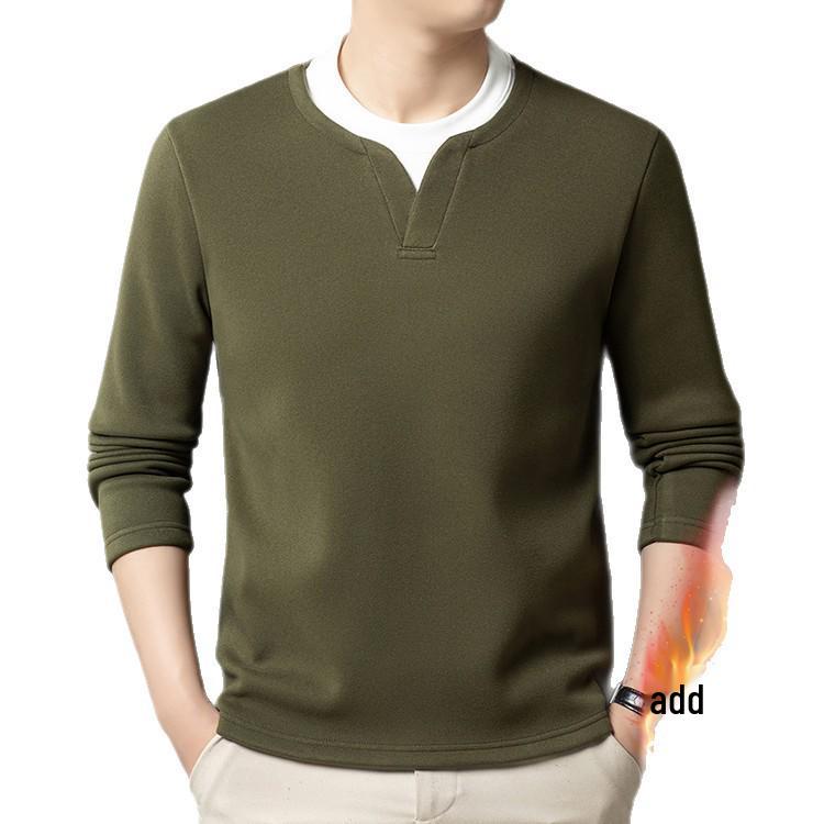 Men’s 2025 Autumn/Winter Long Sleeve Double Collar Patchwork Sweatshirt