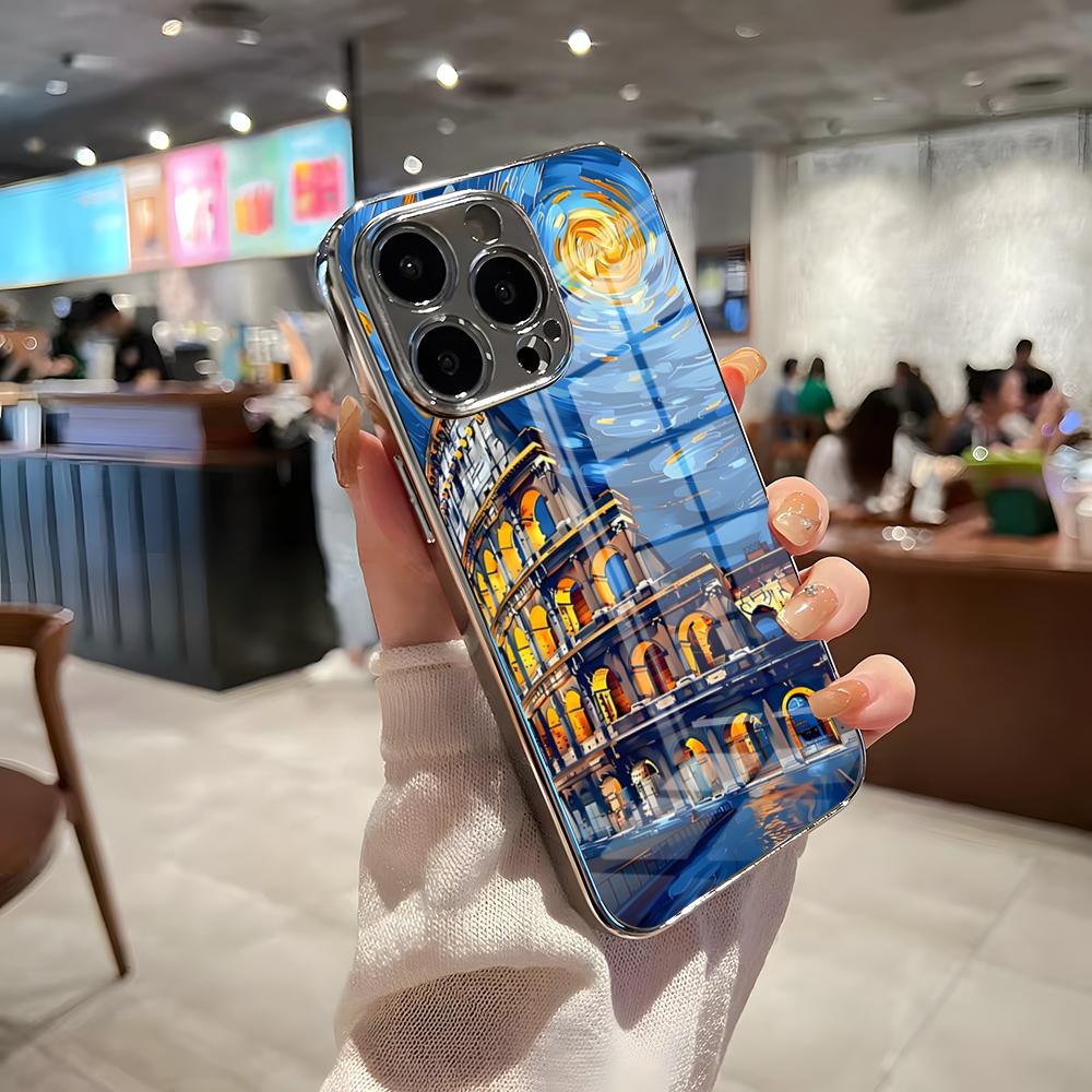 

Van Gogh Oil Paintings Phone Case For IPhone 17 Pro Max 15 Pro 16 14 Plus 12 13 Mini 11 Pro Shockproof Electroplated Glass Cover iPhone 16 Plus