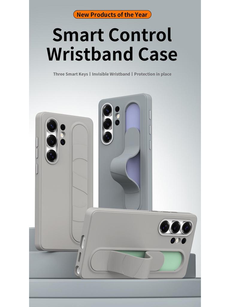 Husă de protecție din silicon pentru telefon Samsung S25FE/S25Ultra/S25Plus cu buton inteligent și brățară de mână