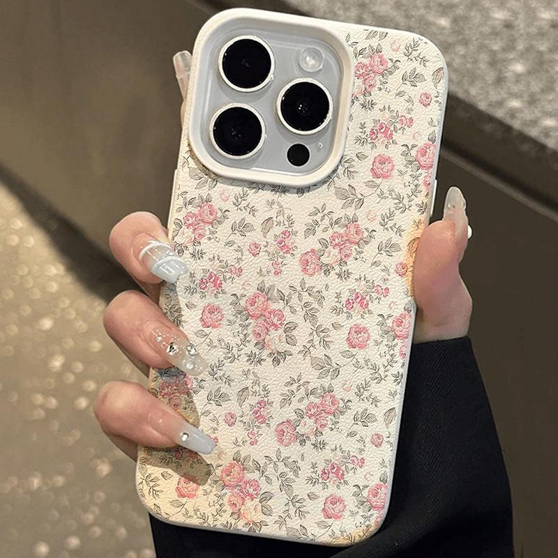 Vintage Floral Pattern Phone Case For iPhone 17 16 15 14 13 12 11 Pro Max XS X XR 16E 16 Plus 17 Air Shockproof Soft Lichi Cover