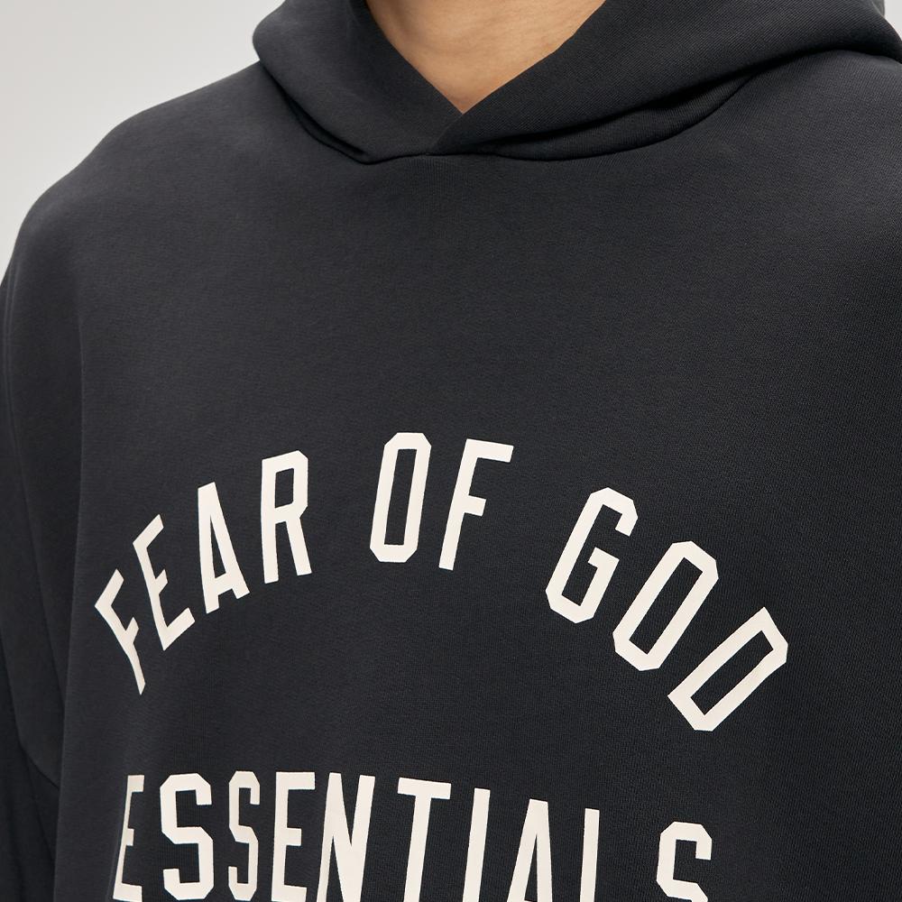 Fear of God Essentials Sudadera con Capucha Ajuste Varsity Años 90 Negro Vintage Tops para Hombre 192AS256571F