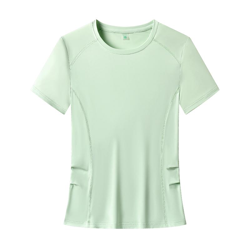 Sportliches kurzärmeliges Color-Blocking Fitness-Top, Enger Damen Yoga-Anzug, Lässiges T-Shirt für Laufen im Freien