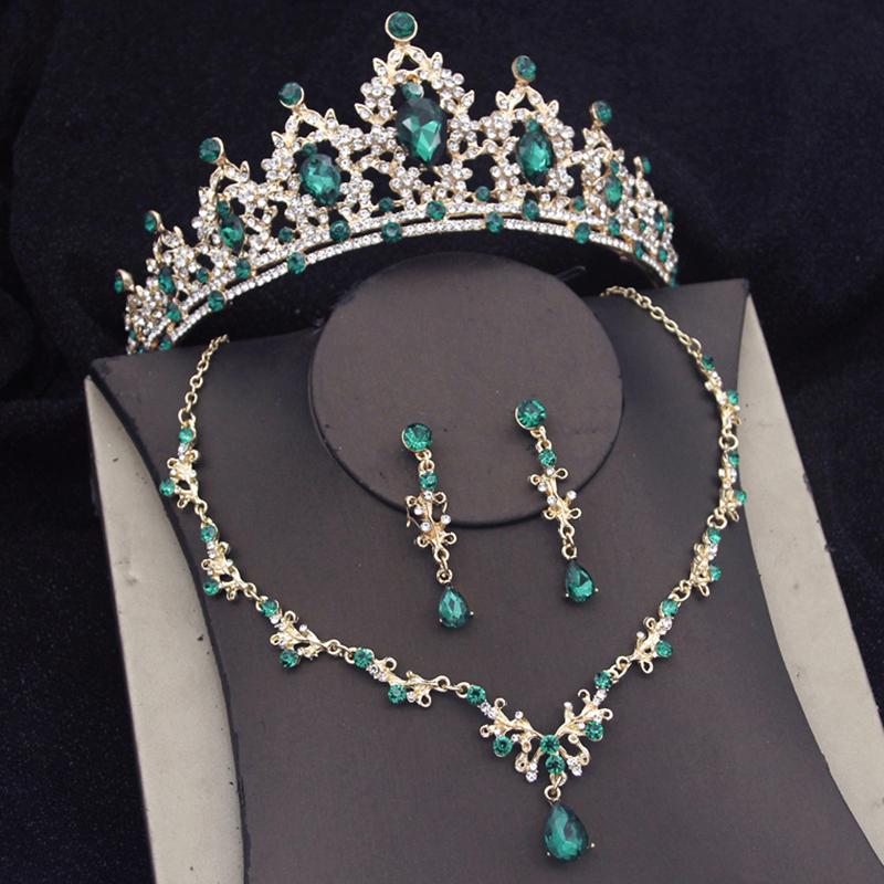 Luxury Princess Bridal Jewelry Sets for Girls Tiaras Crown Dangle Earrings Choker Necklace Wedding Jewelry Set
