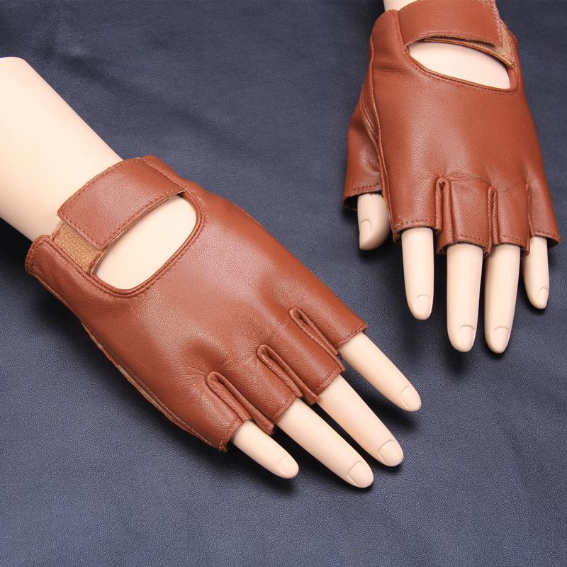 Atmungsaktive Ziegenleder-Halbfingerhandschuhe für Damen und Herren für Fitness, Autofahren, Radfahren und taktische Einsätze