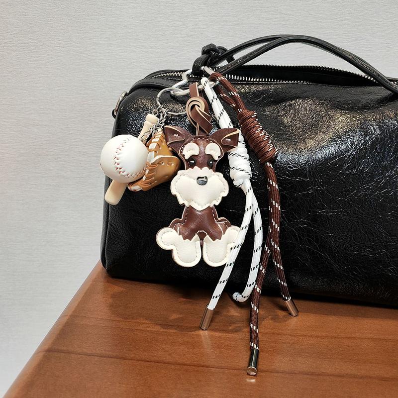 Yogodlns Cute Dog Hangbag Hanging Schnauzer Handmade Braided Rope Bag Pendant Gift Backpack Decorative Accessories