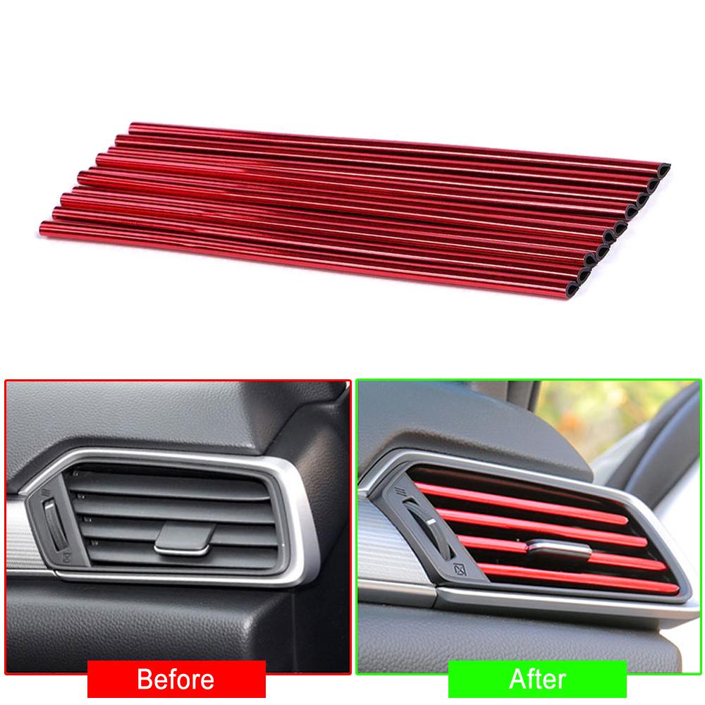10Pcs A/C Air Conditioner Air Outlet Decoration Strips Interior Parts Auto Accessory 6 Color Car Tuning Accessories Products DIY