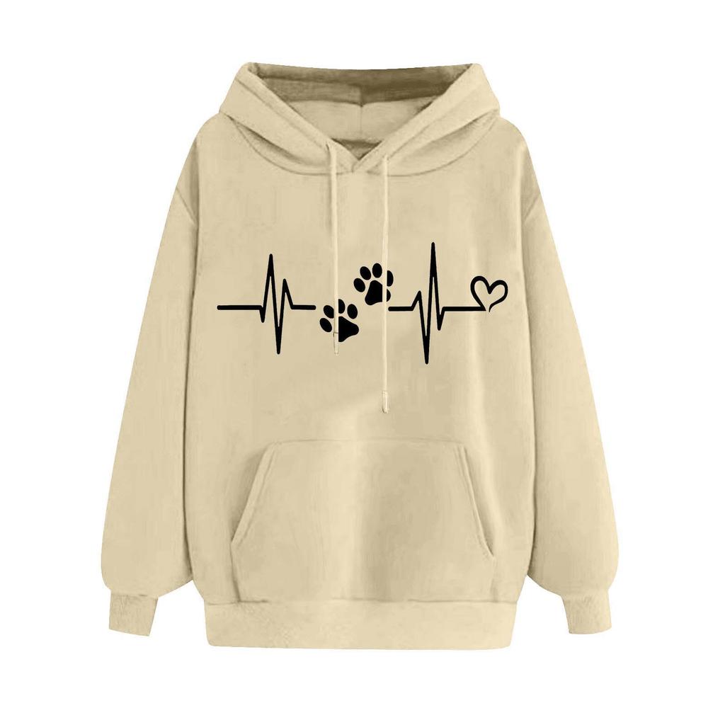 2025 new European and American fashion printed velvet versatile long-sleeved loose hooded sweater women's top trendy clothing
