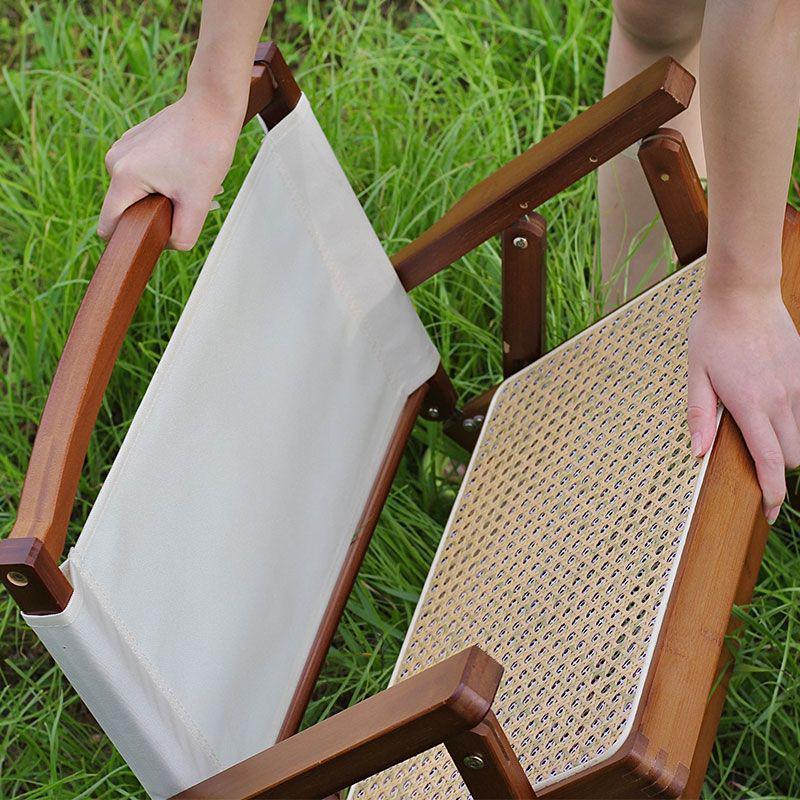 Portable Foldable Rattan Chair for Outdoor Picnic, Camping, Beach, Fishing & Travel