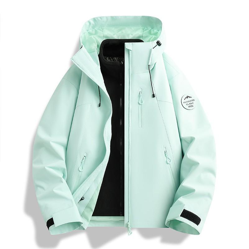 Mens Womens 3-in-1 Waterproof Windproof Hiking Jacket With Removable Down Liner Outdoor Trekking Camping Cycling