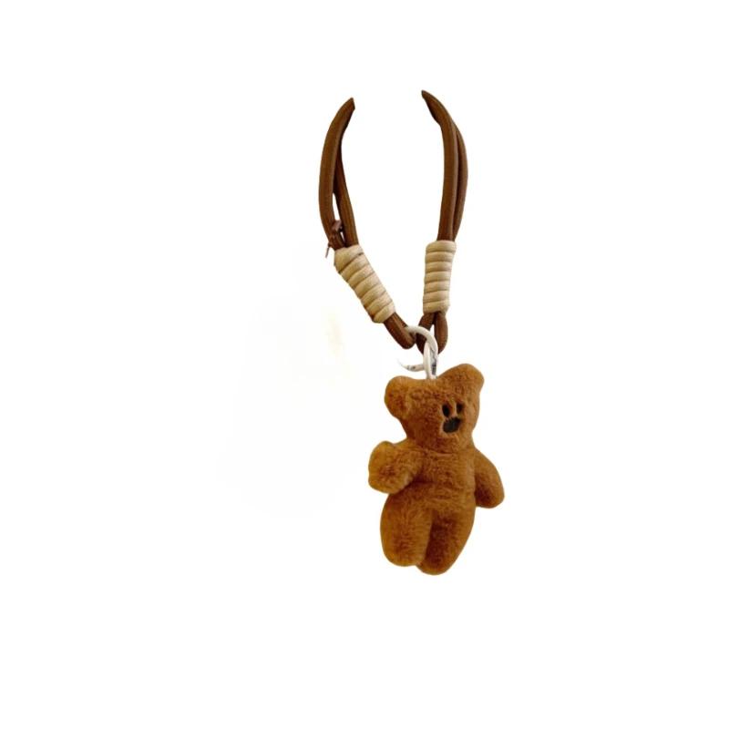 New Plush Cartoon Cute Crooked Head Plush Bear Cute Pendant Bear Doll Schoolbag Pendant Bag Charm
