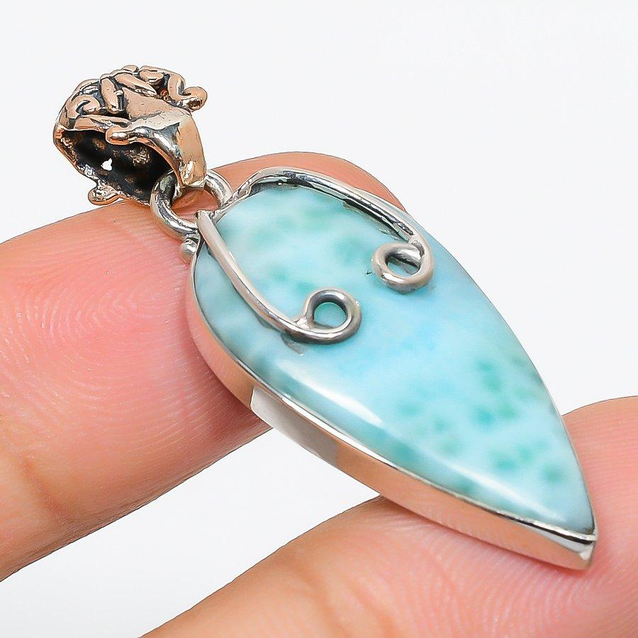 

Natural Republic Larimar Gemstone 925 Solid Sterling Silver Pendant 1.75 S9Z49