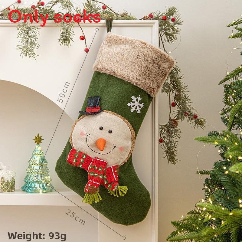 Christmas Socks Gift Set With Elk Santa Claus Decoration For Tree Hanging
