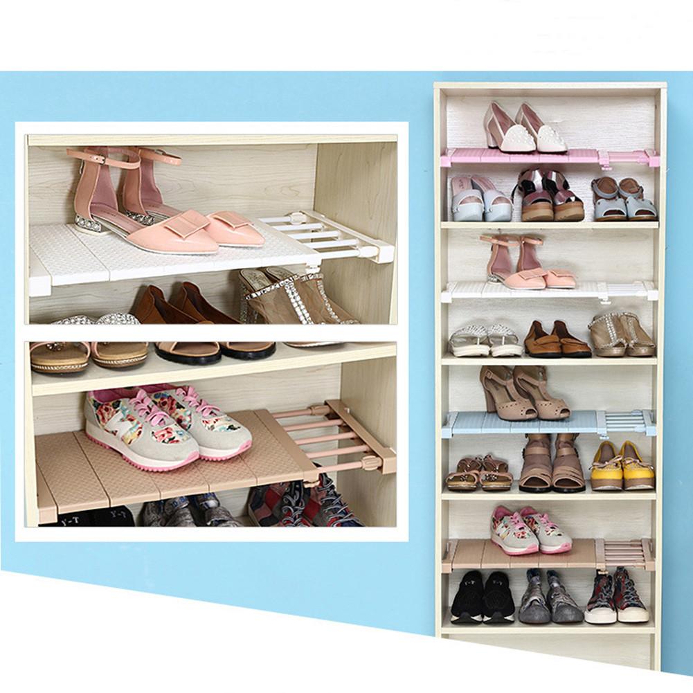 1PC Telescopic Nail Free Baffle Add Layer Save Space Rack Holder for Storage Wardrobe Closet Cabinet Shelf