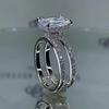 Women Double Layer Princess Cut High Carbon Diamond Ring for Engagement Wedding Anniversary Gift