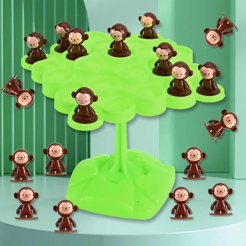 Mini Monkey Balance Tree Board Games Toys Festival Party Interactive Desktop Toys Funny Cute Random Color Gifts for Kids