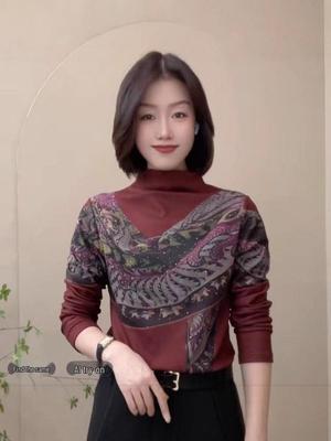 Women's Fashionable Warm Long Sleeve T-Shirt: Autumn/Winter Base Layer with Half High Collar