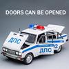 1:24 Lada 2106 Police Car Model Toy Metal Diecast Vintage Cars Sound Light Doors Opened Pull Back Simulation Vehicles Kids Gifts