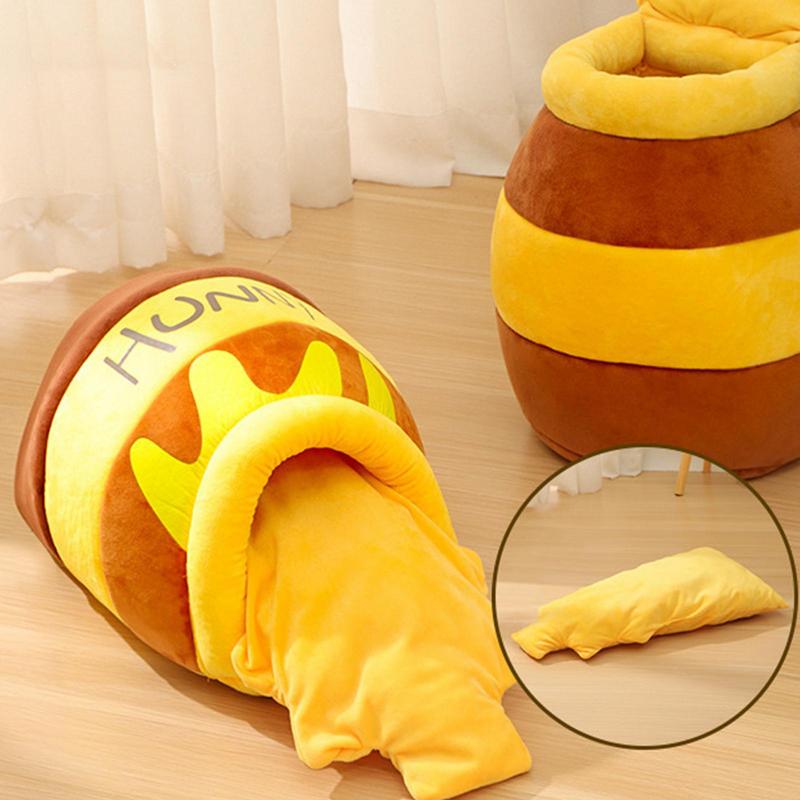 Pet Beds For Cats Cute Pet Bed Semi-Enclosed Cat House Washable Semi-Enclosed Cat Tent With Removable Cushion Pet Cave Halloween