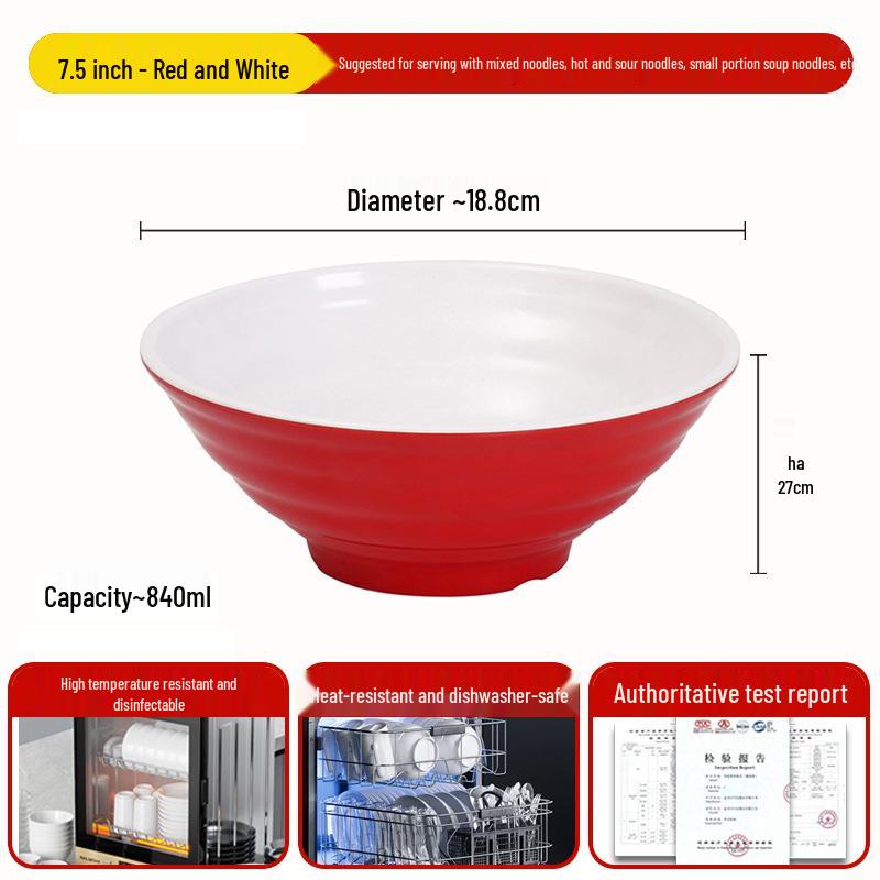 A8 Two-Color Melamine Noodle Bowl - Commercial-Grade Soup and Mala Tang Bowl for Restaurants and Catering