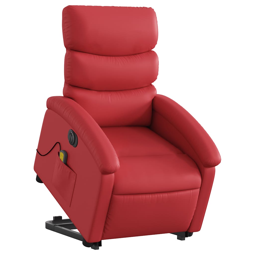 Reclining Electric Red Lift-Up Armchair with Massage