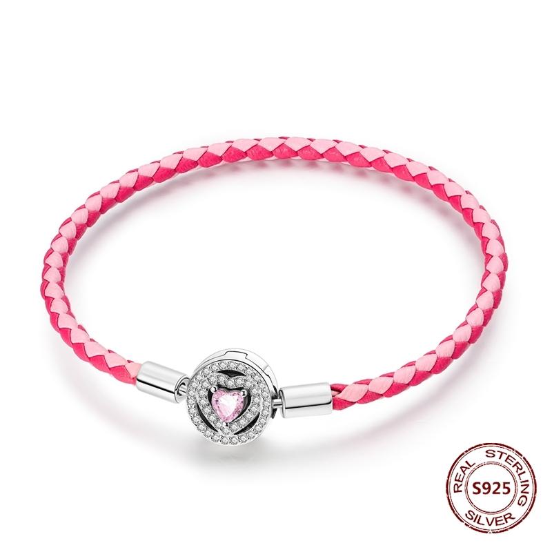 Pink Love Heart Copper Metal Bracelet High Quality Fine Jewelry Authentic Original Bracelets Zircon Cat Paw Snake Chain Designed For Do It Yourself
