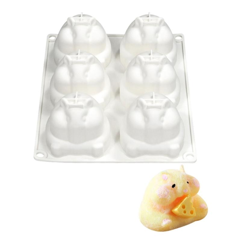 6Cavity Little Hamster Silicone Molds Mousse Cake Molds Home Bakings DIY Supplies