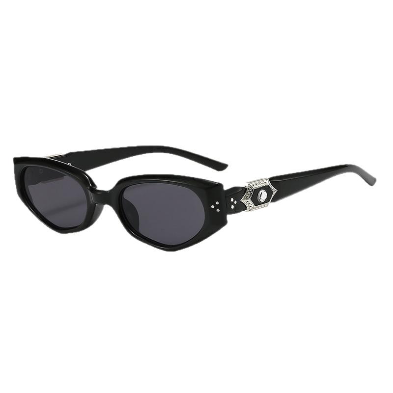 Sunglasses Black Small Frame Cat'S Eye Women'S Premium Sunglasses Popular Men'S Diamond Sunscreen Driving Sunglasses