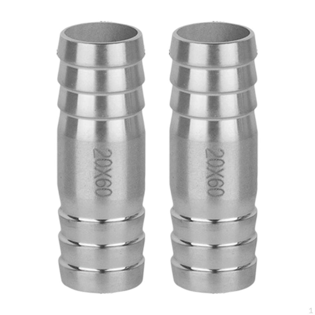 2 Pieces Barb Splicer Mender Hose Connector Barbed Straight Watertight Stainless Steel for Water