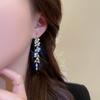 High-End Leaf Design Rhinestone Tassel Earrings for Women - Unique, Luxurious, Niche Dangle Studs.