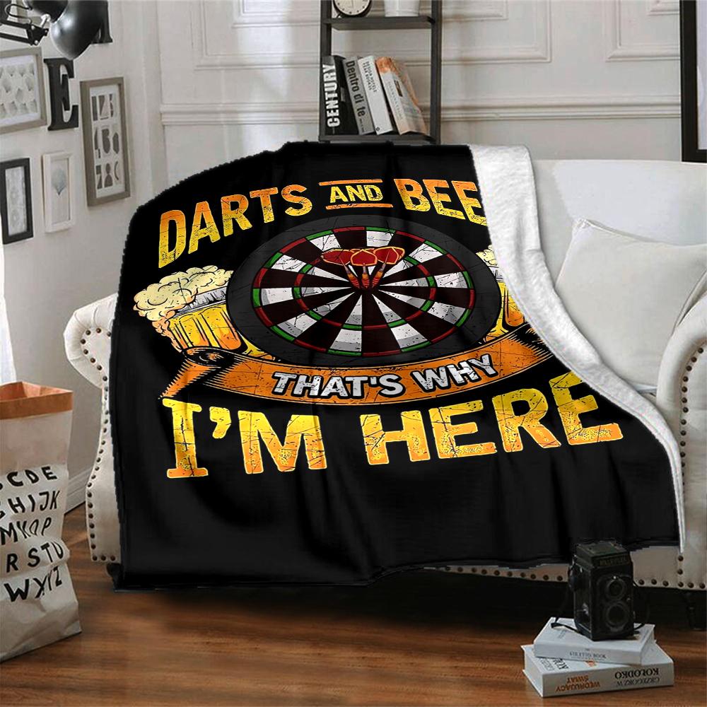 1Pc Darts Beer Leisure Fun Blanket Soft And Comfortable Casual Warm Camping Travel Christmas Halloween Xmas Gift M928582