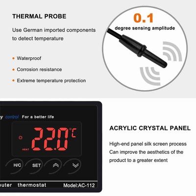 Digital Display Thermostat Intelligent High Accuracy Reptile Temperature Controller for Greenhouse Incubator Fridge Black