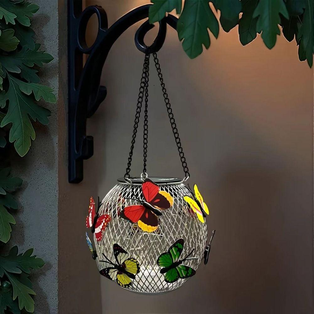 Retro Solar Butterfly Hanging Light Waterproof Garden Decorative Light  Party Decor
