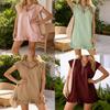 Summer V Neck Dress With Pockets And Zipper For Casual Wear